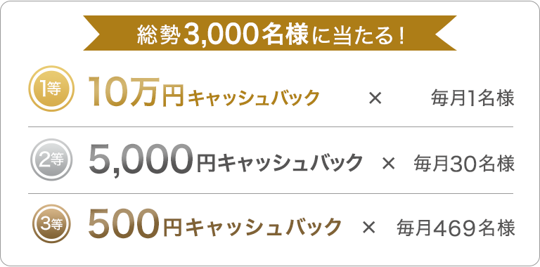 総勢3,000名様に当たる！