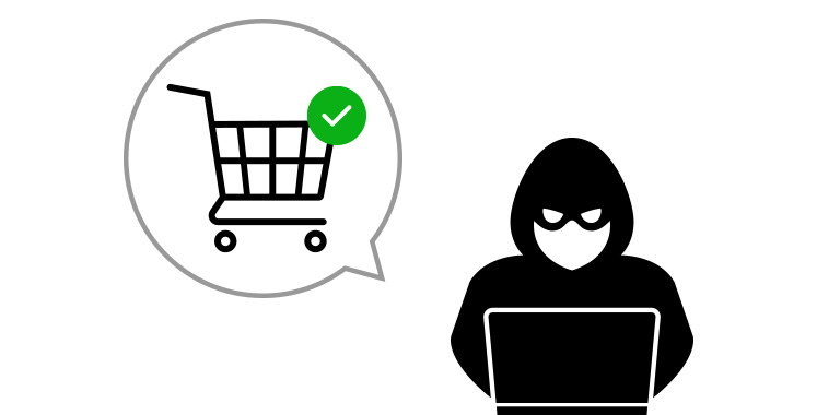 ⑥詐欺犯が本人認証を突破し、ショッピングが成立する